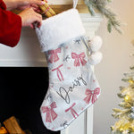 Personalised Pink Bow Christmas Stocking1
