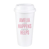 Personalised Pink Name Insulated Reusable Eco Travel Cup