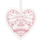 Personalised Pink Papercut Style Large Wooden Heart