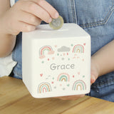 Personalised Rainbow Ceramic Square Money Box