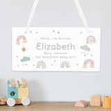 Personalised Rainbow & Stars Wooden Sign