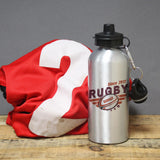 Personalised Rugby Silver Drinks Bottle