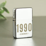 Personalised Silver Date & Name Lighter