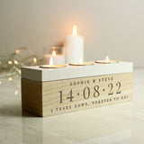 Personalised Special Date Triple Tea Light Box