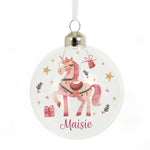 Personalised Unicorn Christmas Glass Bauble3