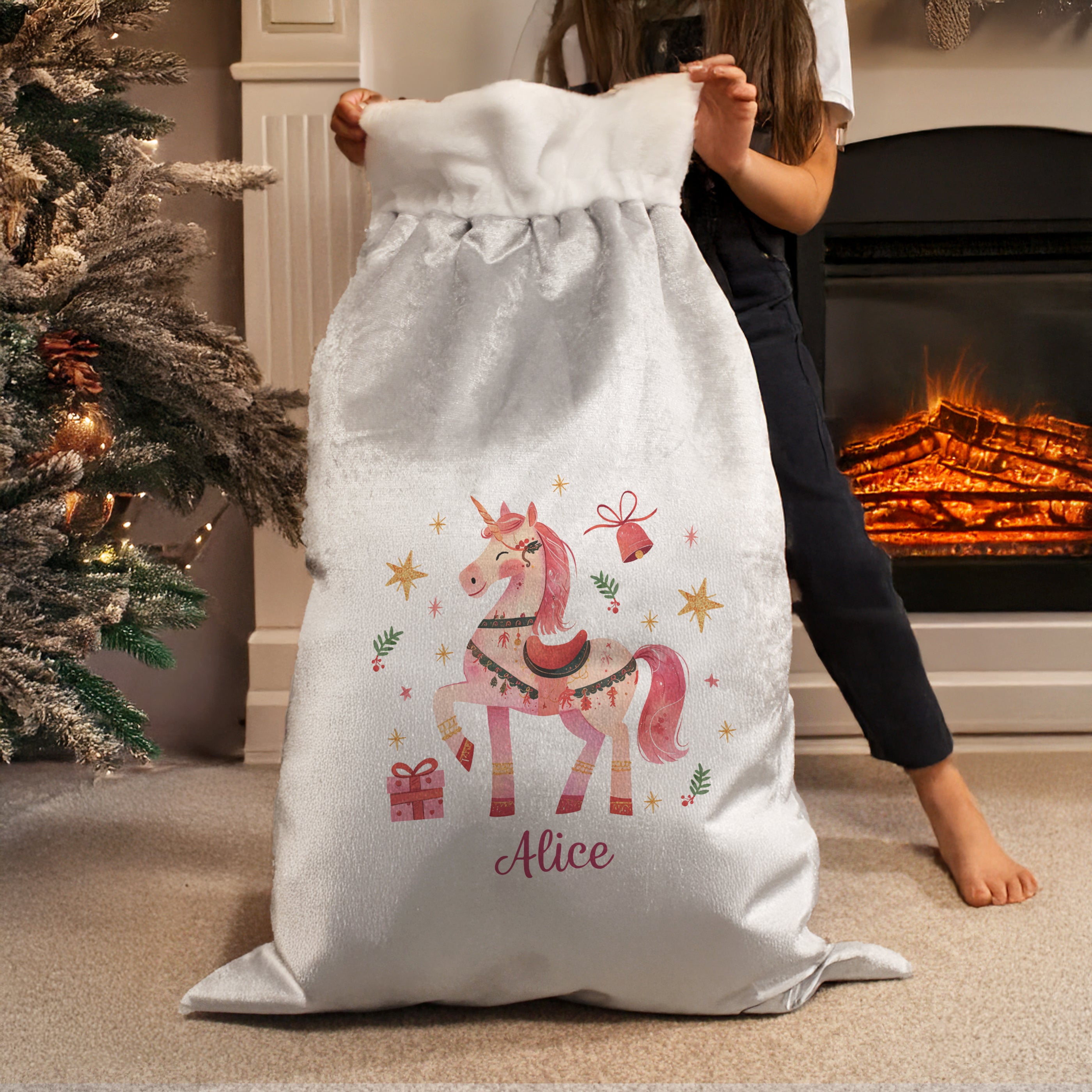 Personalised Unicorn Christmas Sack2