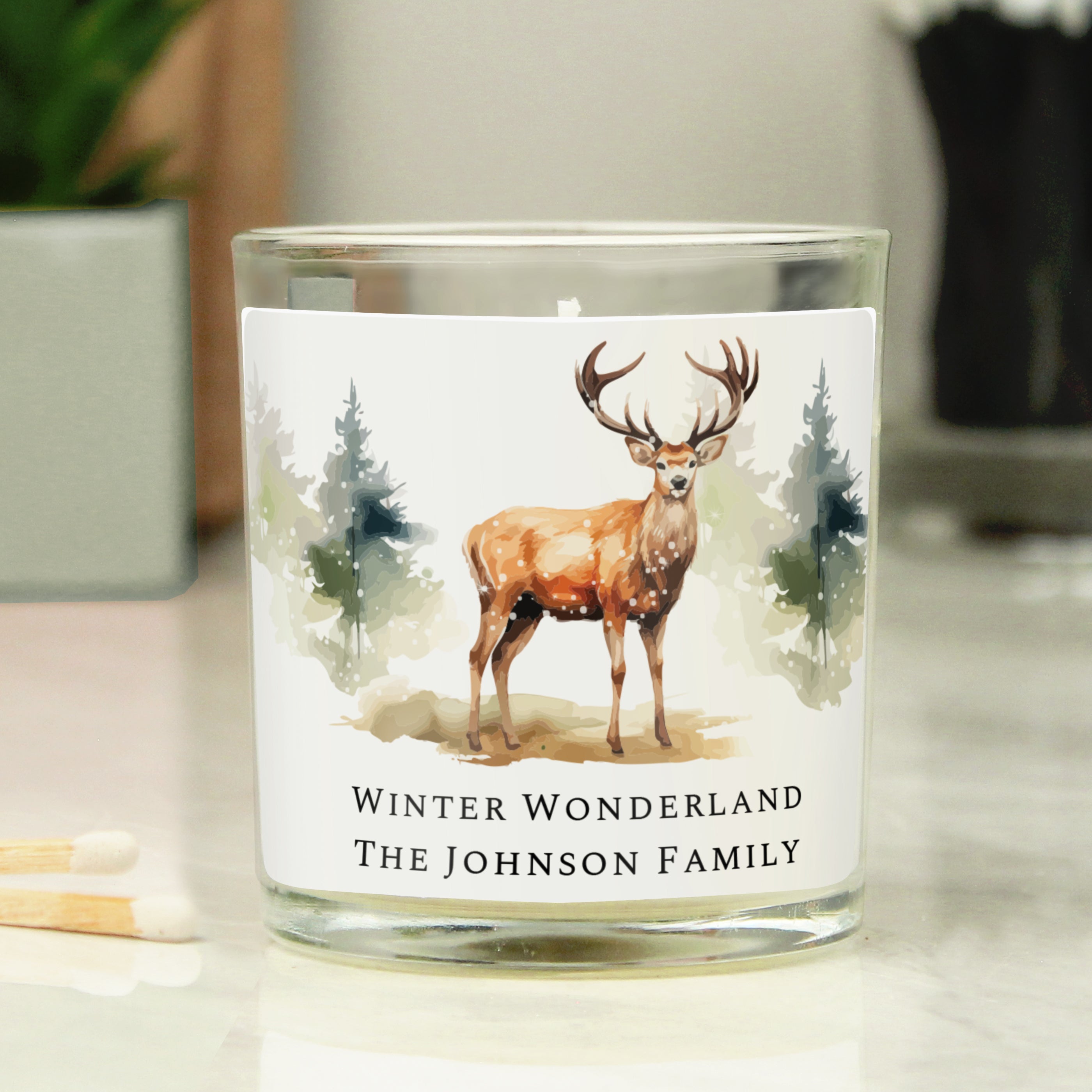 Personalised Watercolour Stag Candle Jar1
