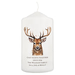 Personalised Watercolour Stag Pillar Candle4