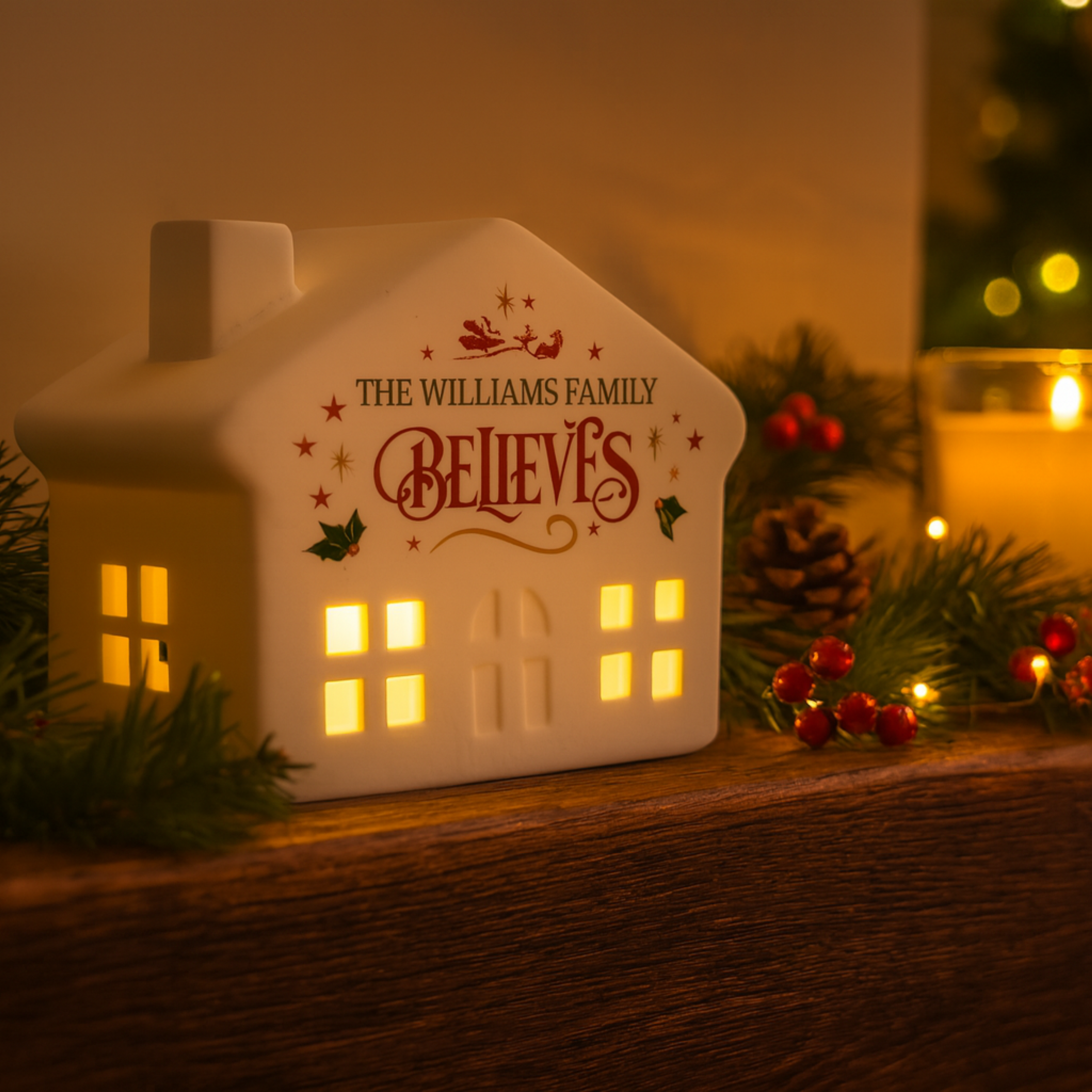 Personalised Believe in Christmas LED House5