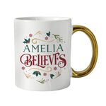 Personalised "Believes In Christmas" Gold Handled Mug2