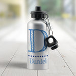 Personalised Blue Name Silver Drinks Bottle2