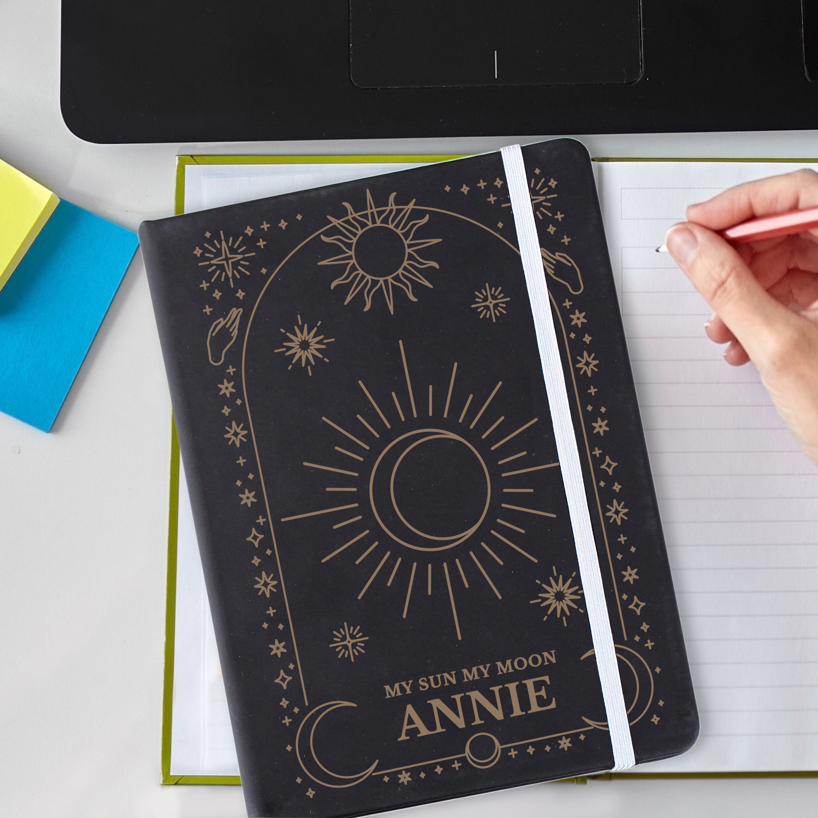 Personalised Celestial Black Hardback Notebook1