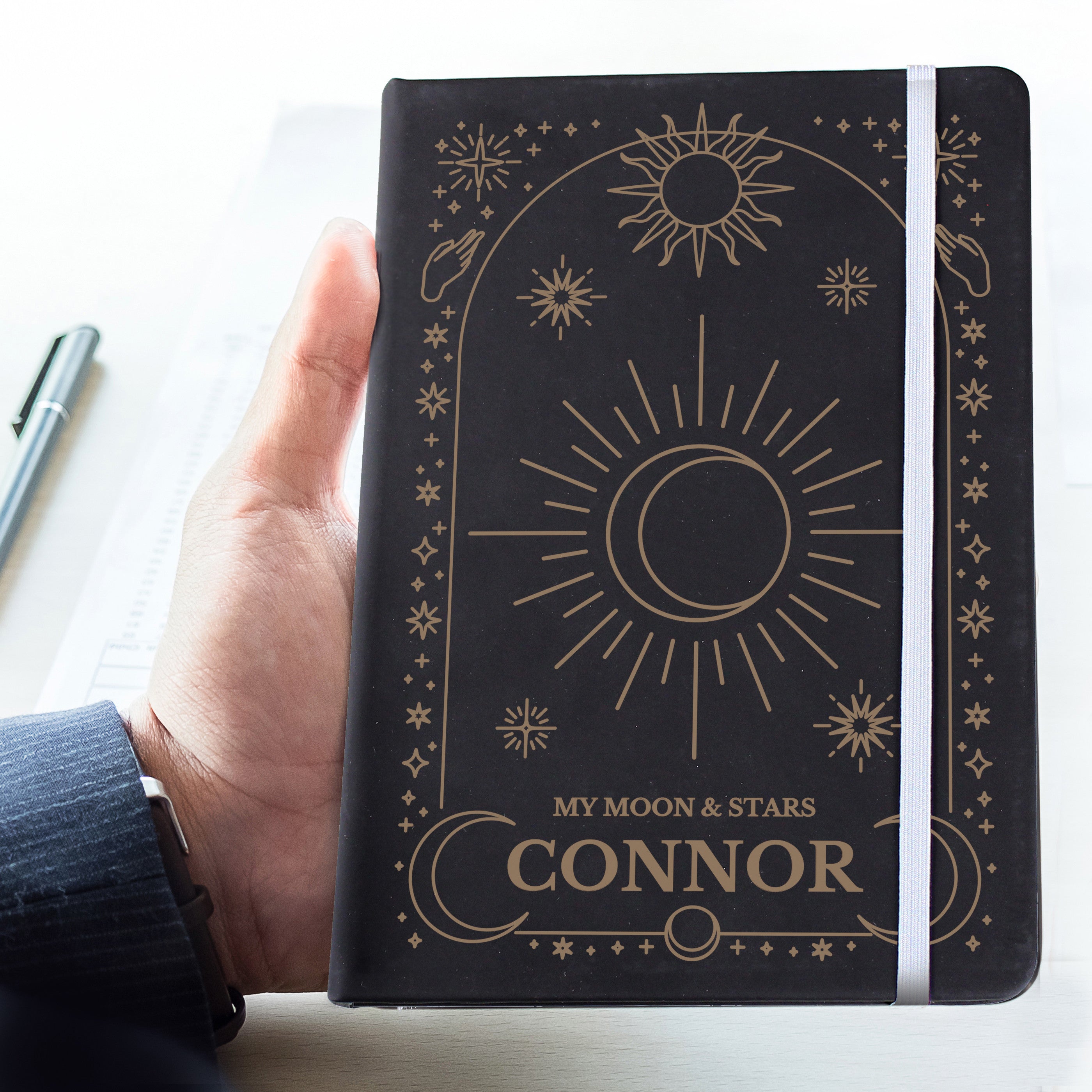 Personalised Celestial Black Hardback Notebook4