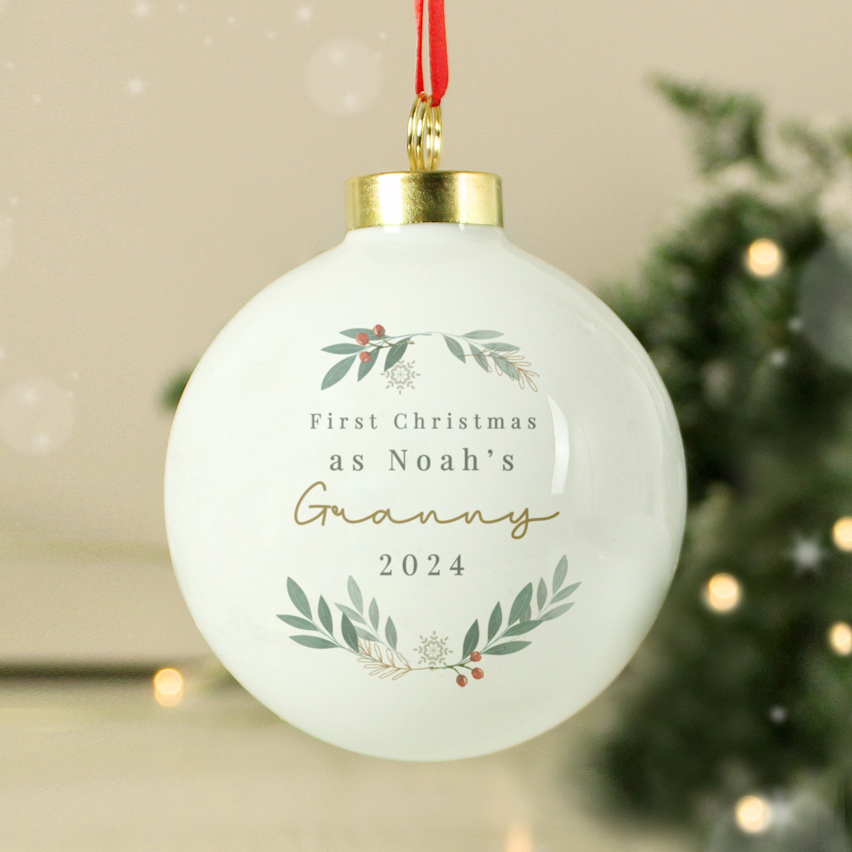 Personalised Christmas Foliage Bauble  01