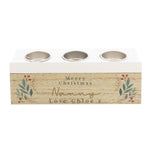 Personalised Christmas Foliage Triple Tea Light Box 05