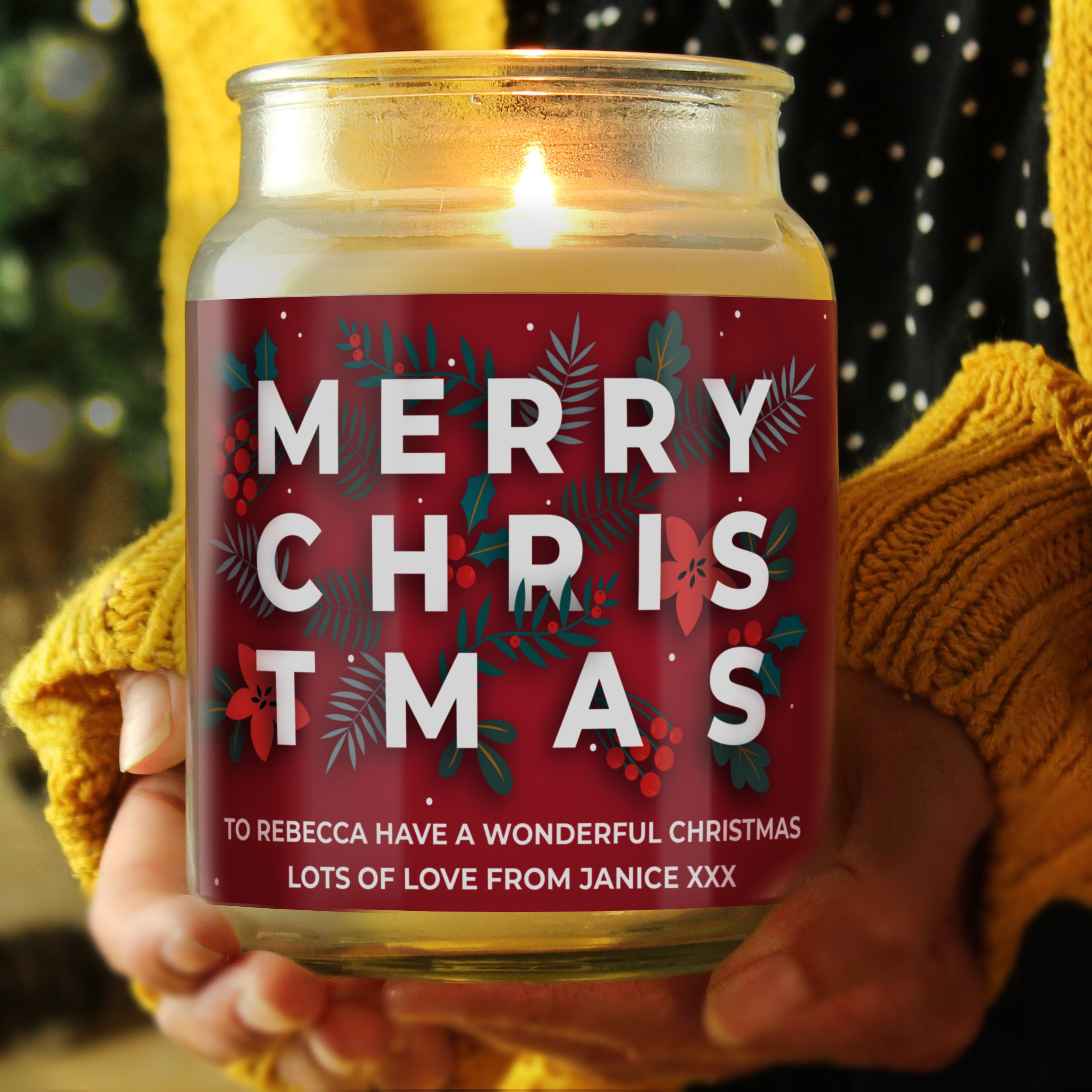 Personalised Christmas Large Scented Jar Candle 06