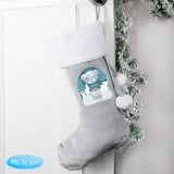 Personalised Christmas Tiny Tatty Teddy Silver Grey Stocking1