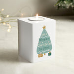 Personalised Christmas Tree White Wooden Tea light Holder03