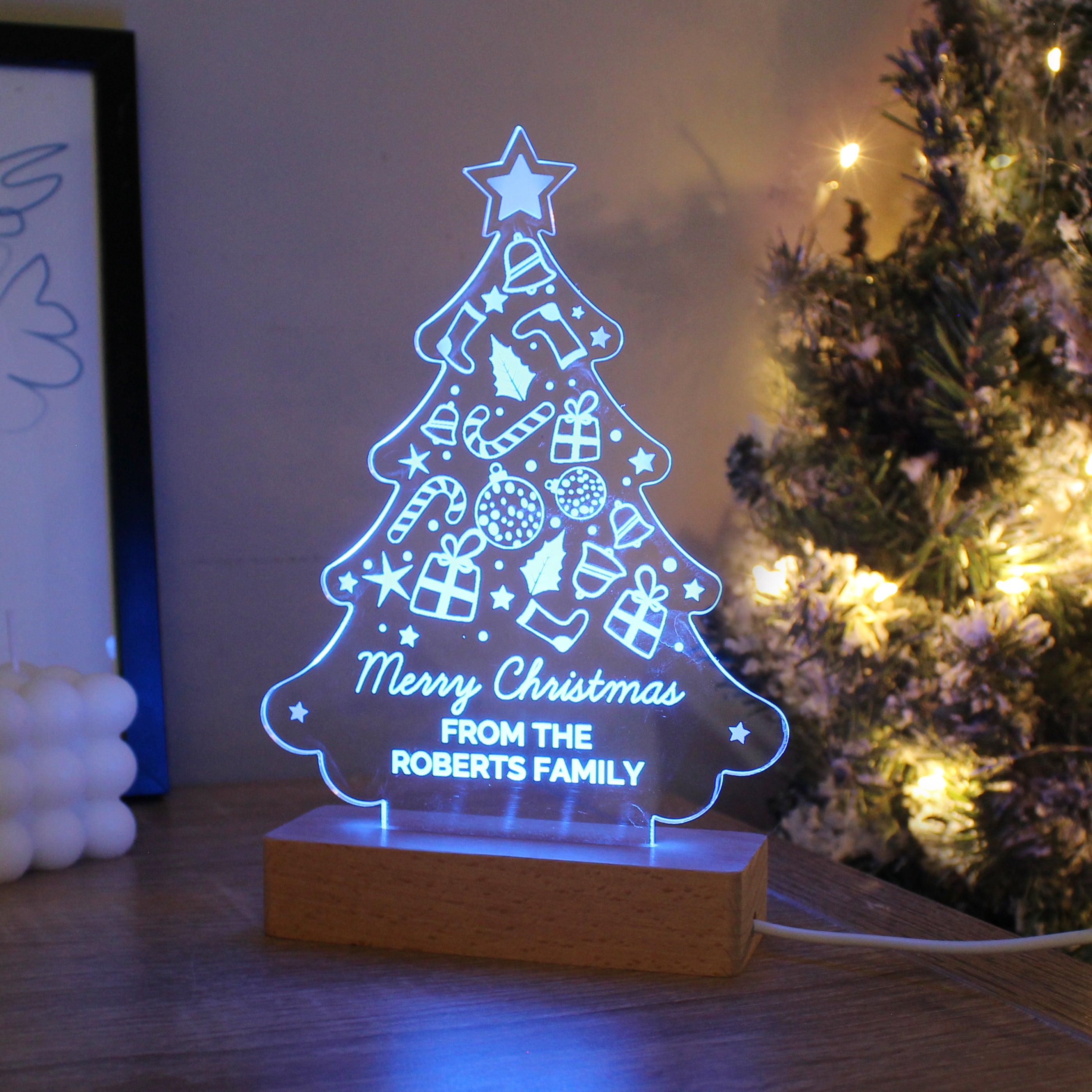 
Personalised Christmas Tree Wooden Based LED Light12