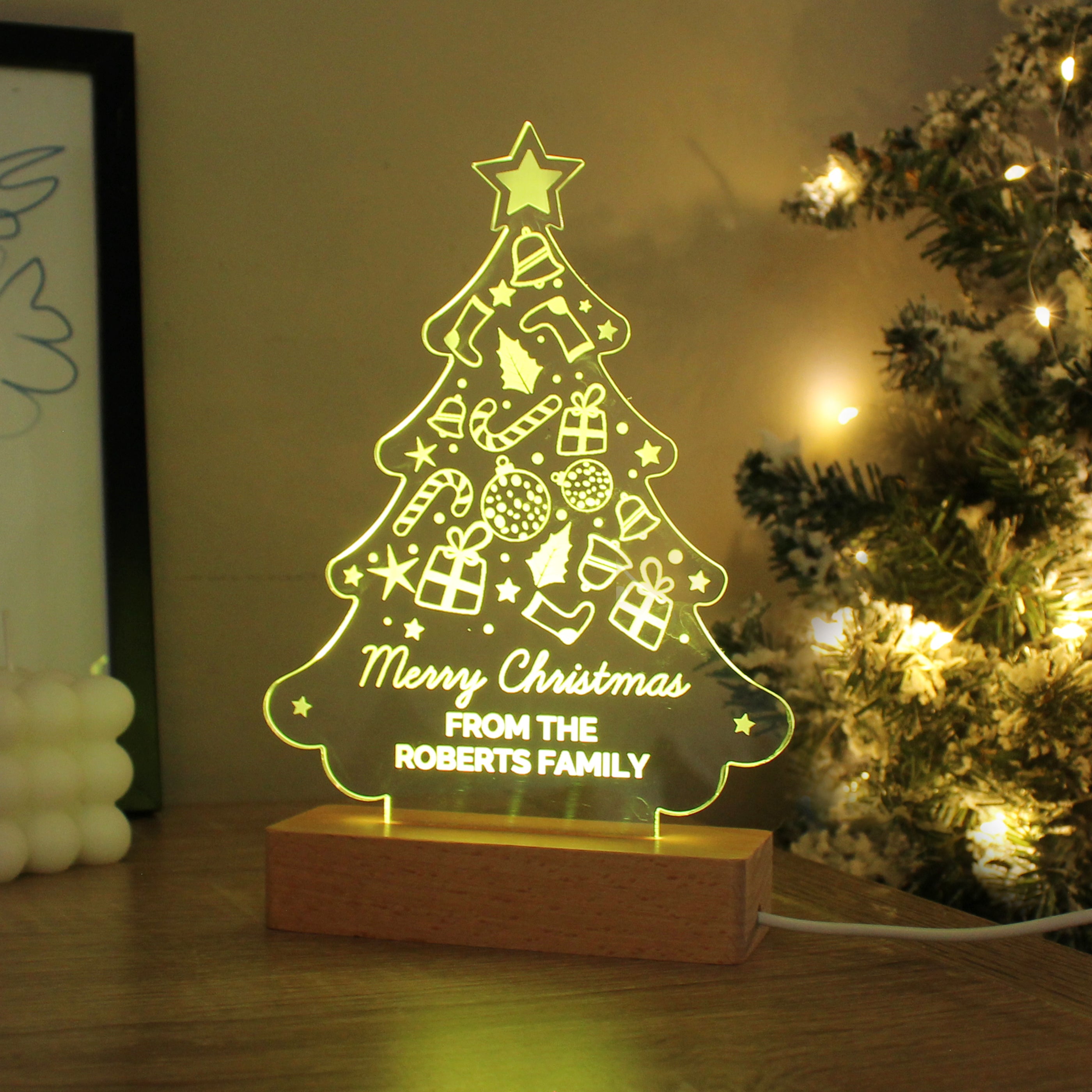 
Personalised Christmas Tree Wooden Based LED Light15