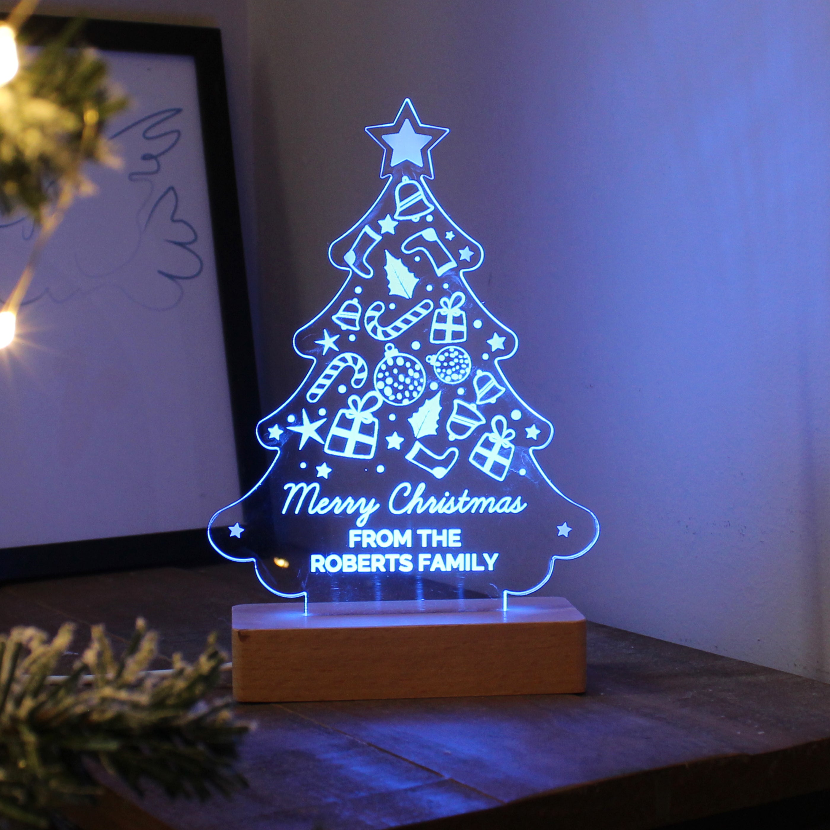 
Personalised Christmas Tree Wooden Based LED Light16
