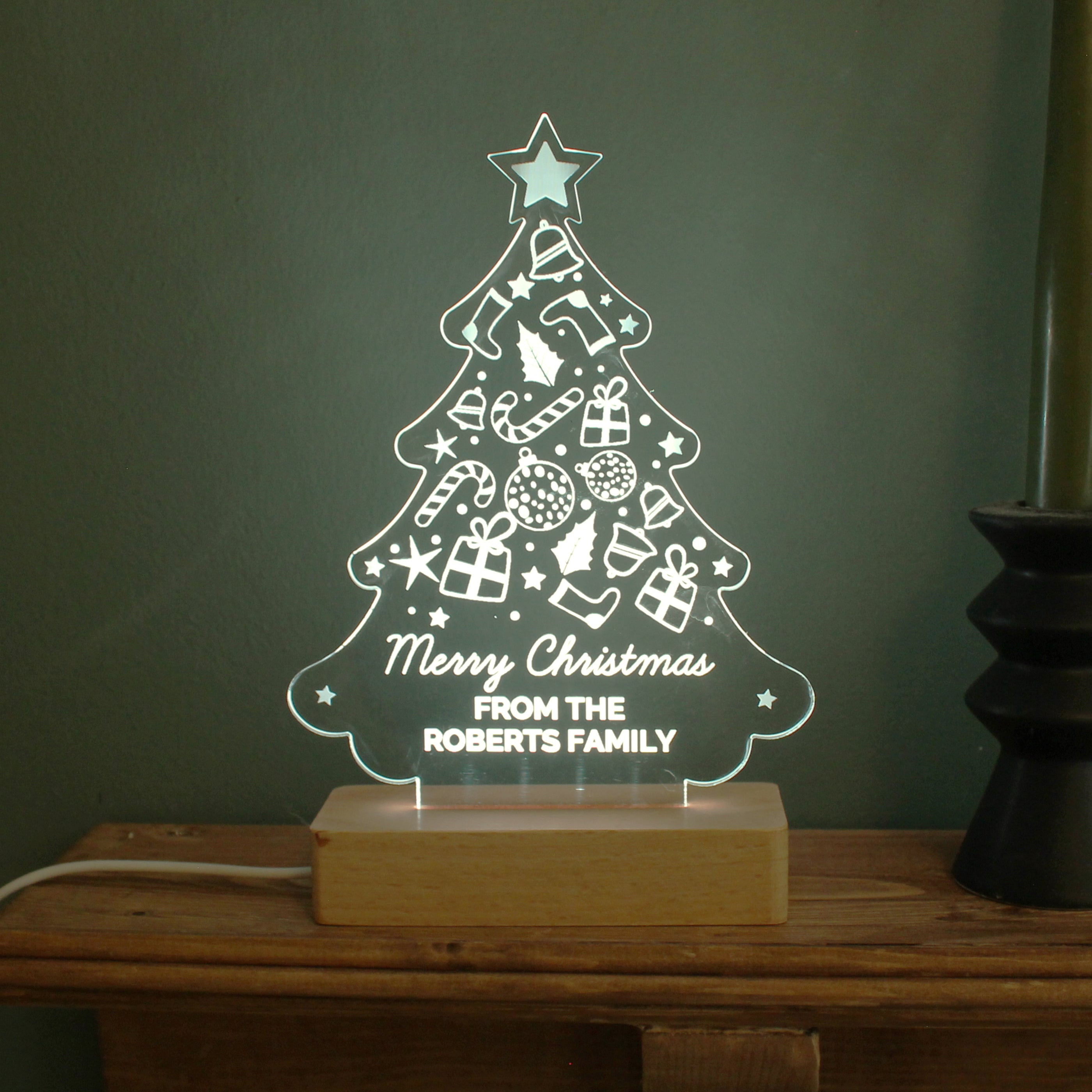 
Personalised Christmas Tree Wooden Based LED Light3