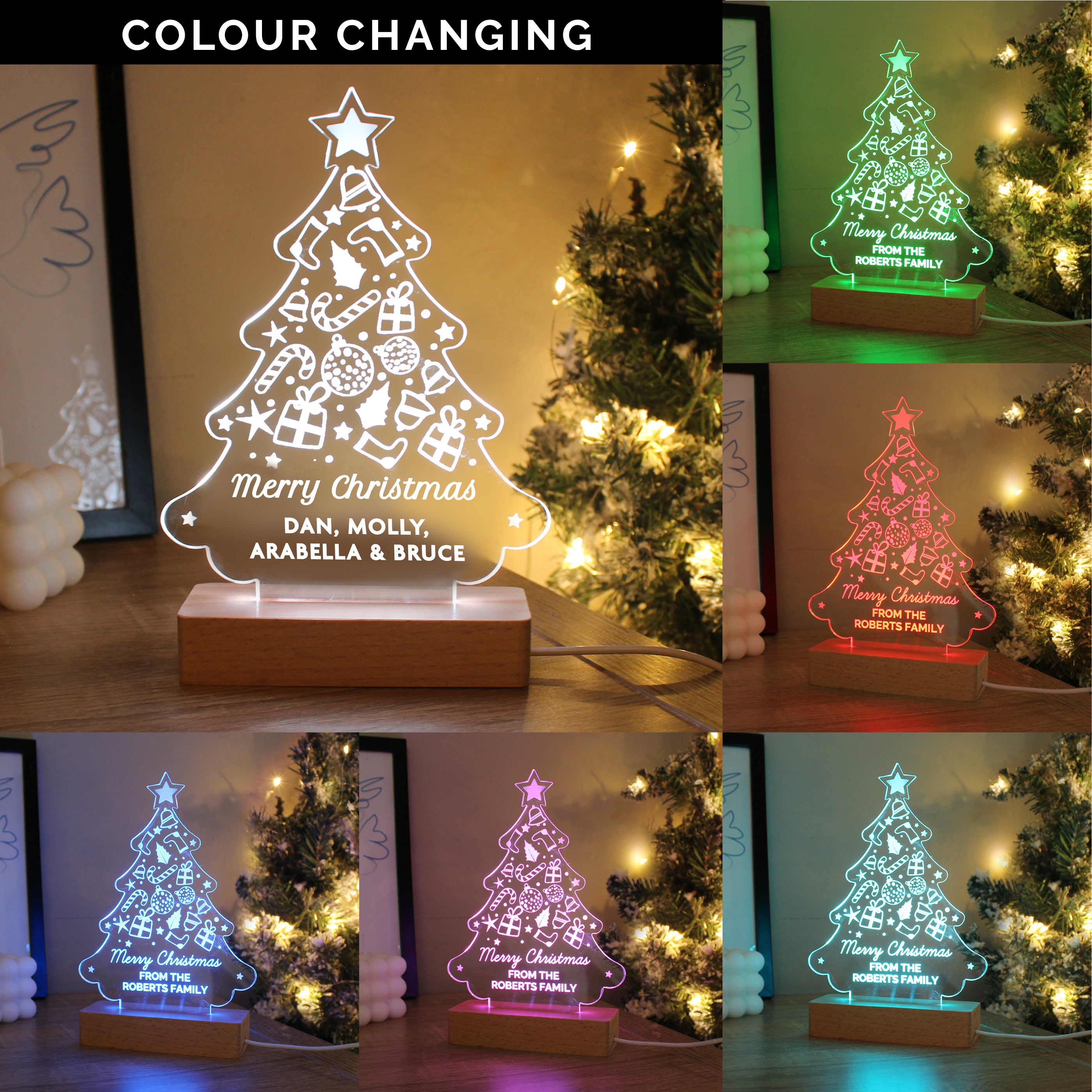 
Personalised Christmas Tree Wooden Based LED Light4