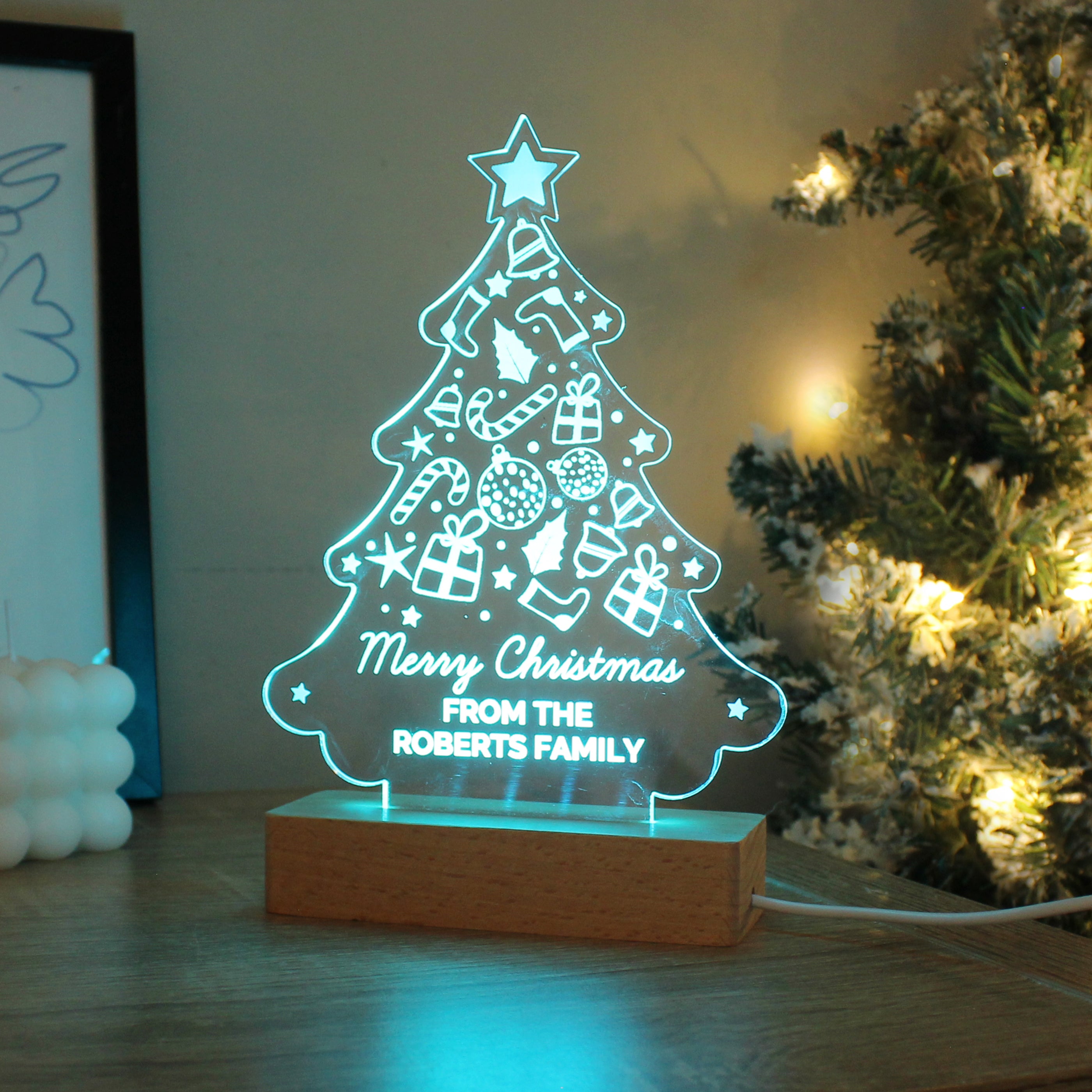 
Personalised Christmas Tree Wooden Based LED Light6