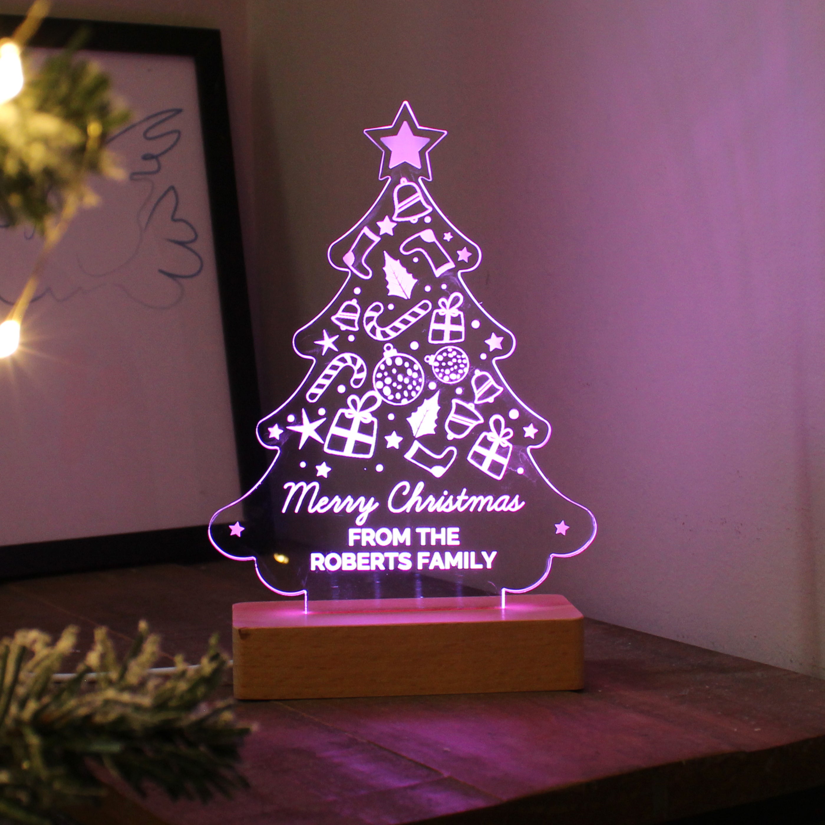 
Personalised Christmas Tree Wooden Based LED Light7