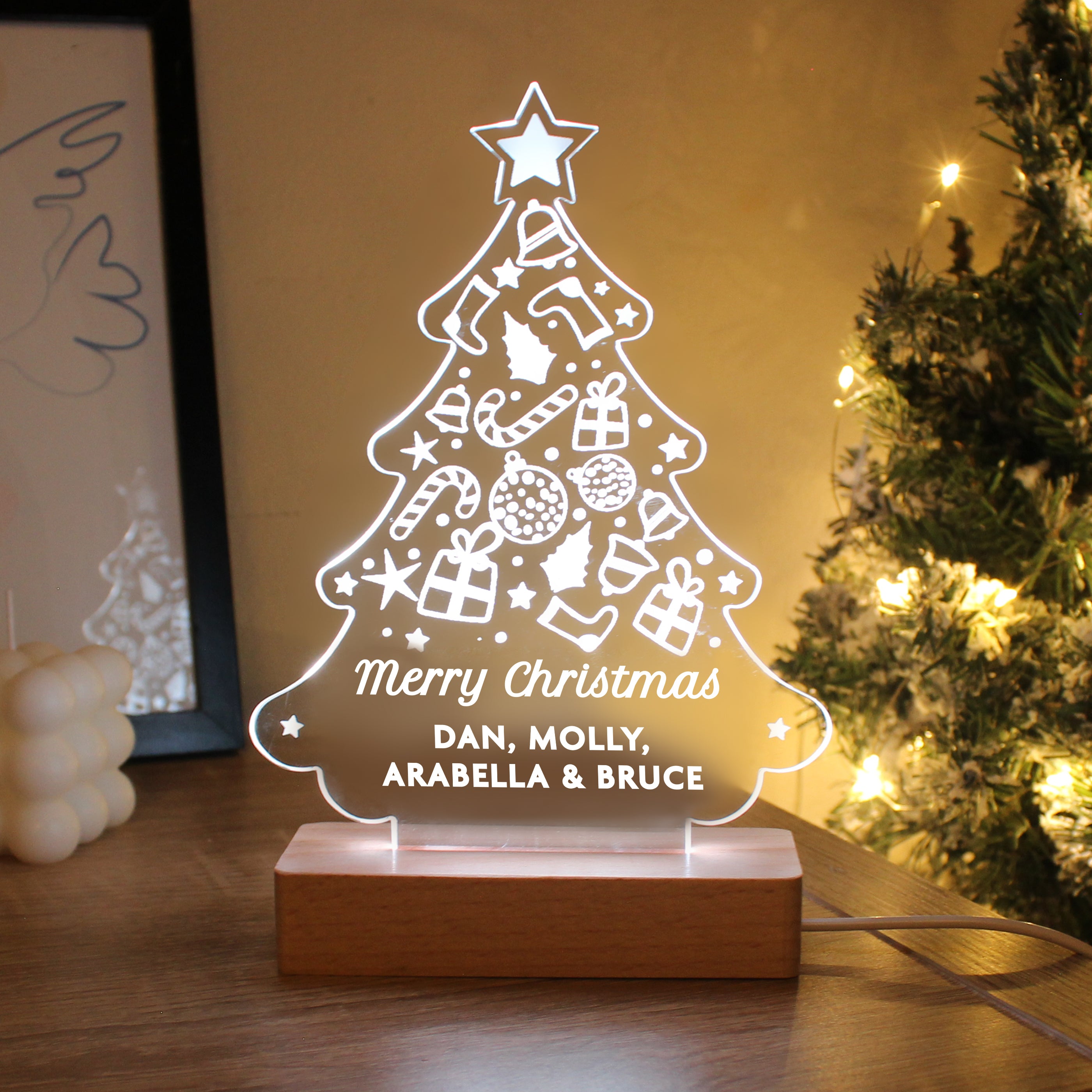 
Personalised Christmas Tree Wooden Based LED Light8