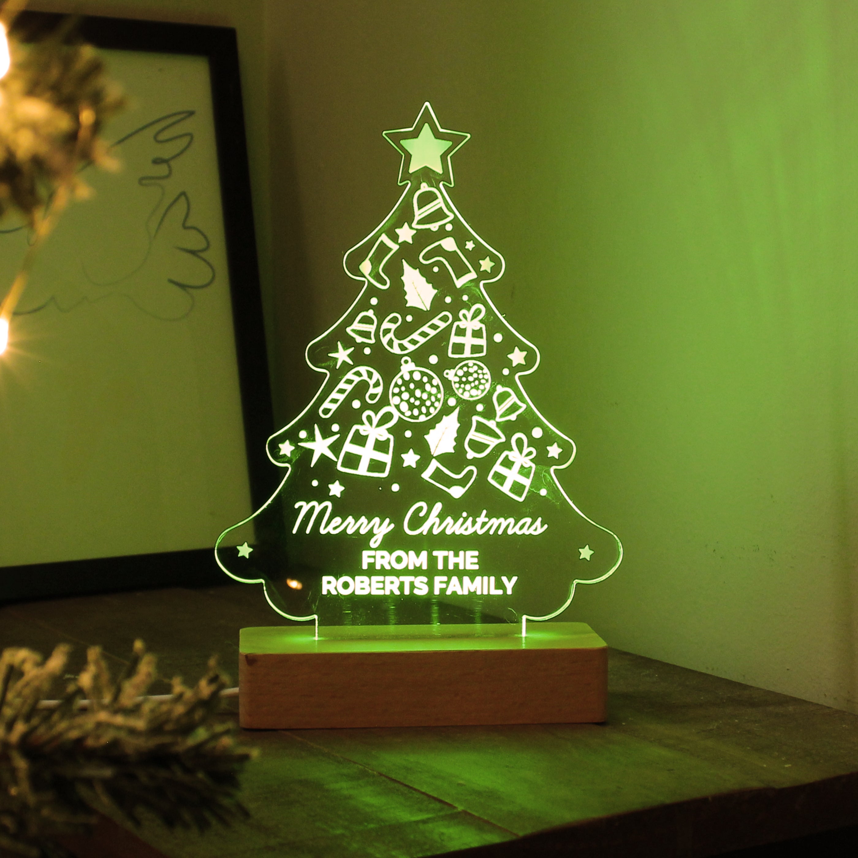 
Personalised Christmas Tree Wooden Based LED Light9