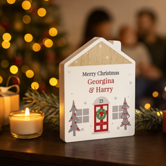 Personalised Christmas Wooden House Ornament11