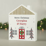 Personalised Christmas Wooden House Ornament2
