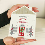 Personalised Christmas Wooden House Ornament3