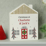 Personalised Christmas Wooden House Ornament4