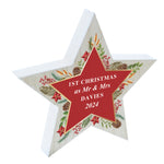 Personalised Christmas Wreath Wooden Star Ornament5