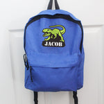 Personalised Dinosaur Blue Backpack2