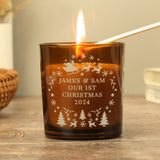 Personalised Engraved Christmas Amber Glass Candle02