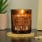 Personalised Engraved Christmas Amber Glass Candle05