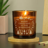 Personalised Engraved Christmas Amber Glass Candle05