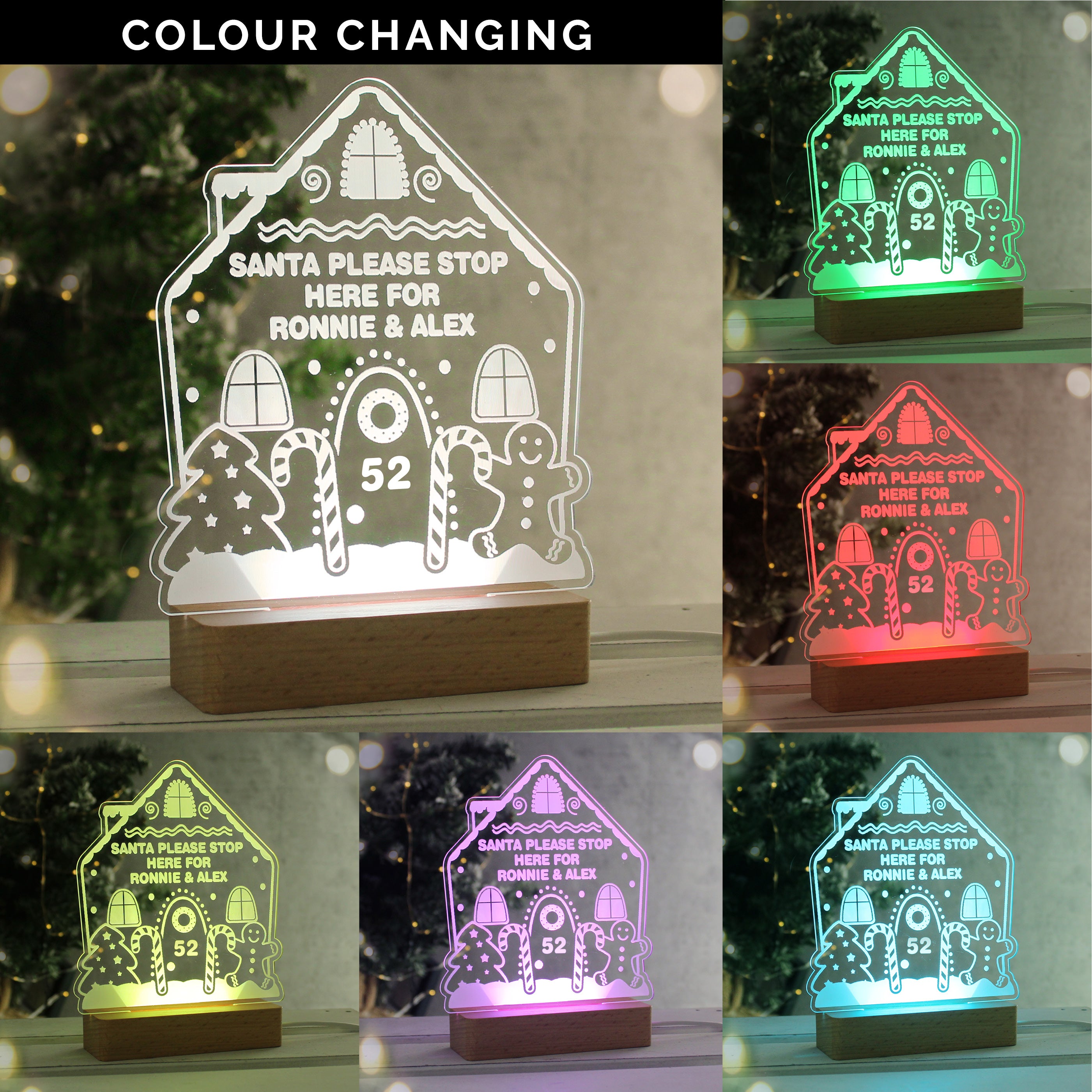 Personalised Gingerbread House Christmas Wooden Based LED Light11