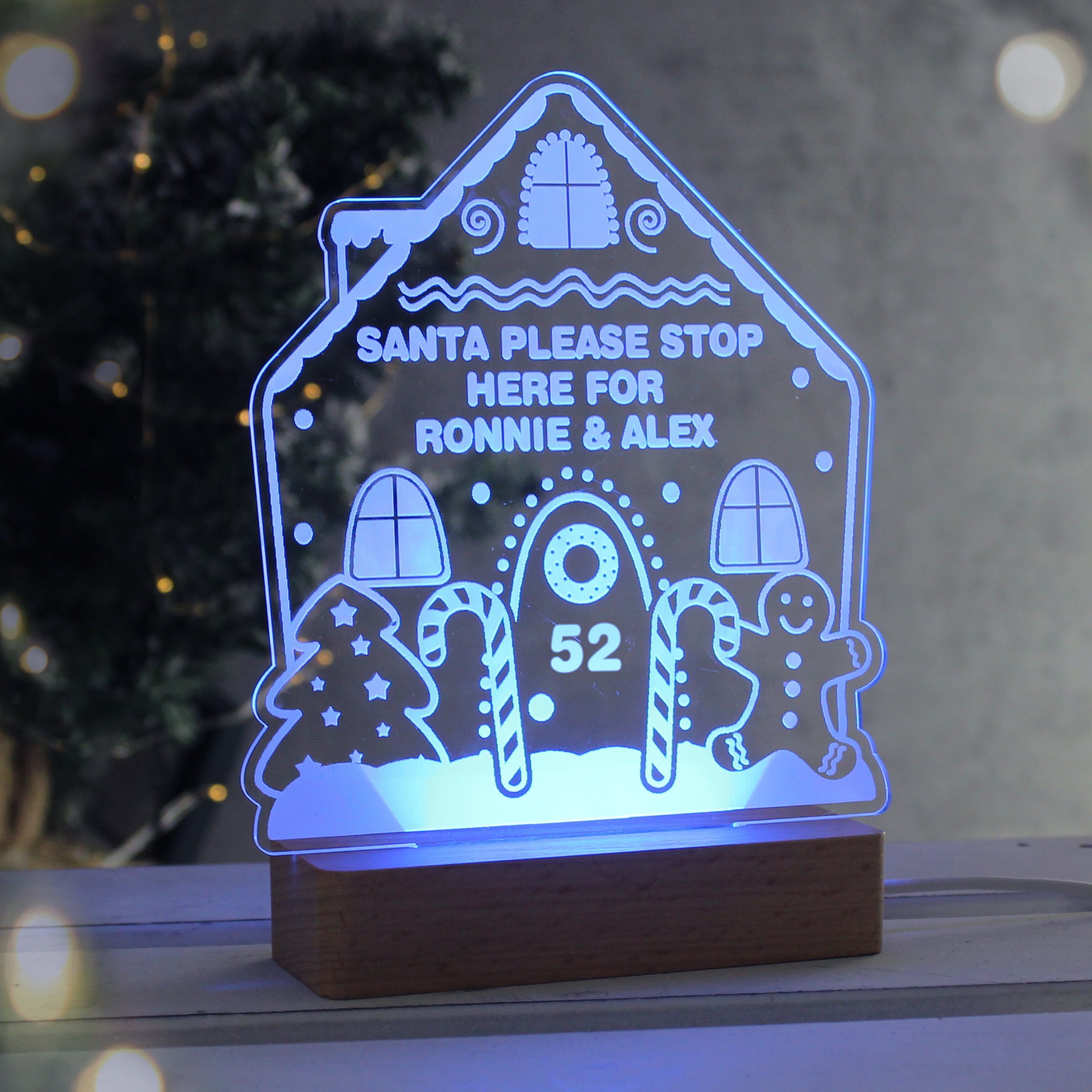 Personalised Gingerbread House Christmas Wooden Based LED Light13