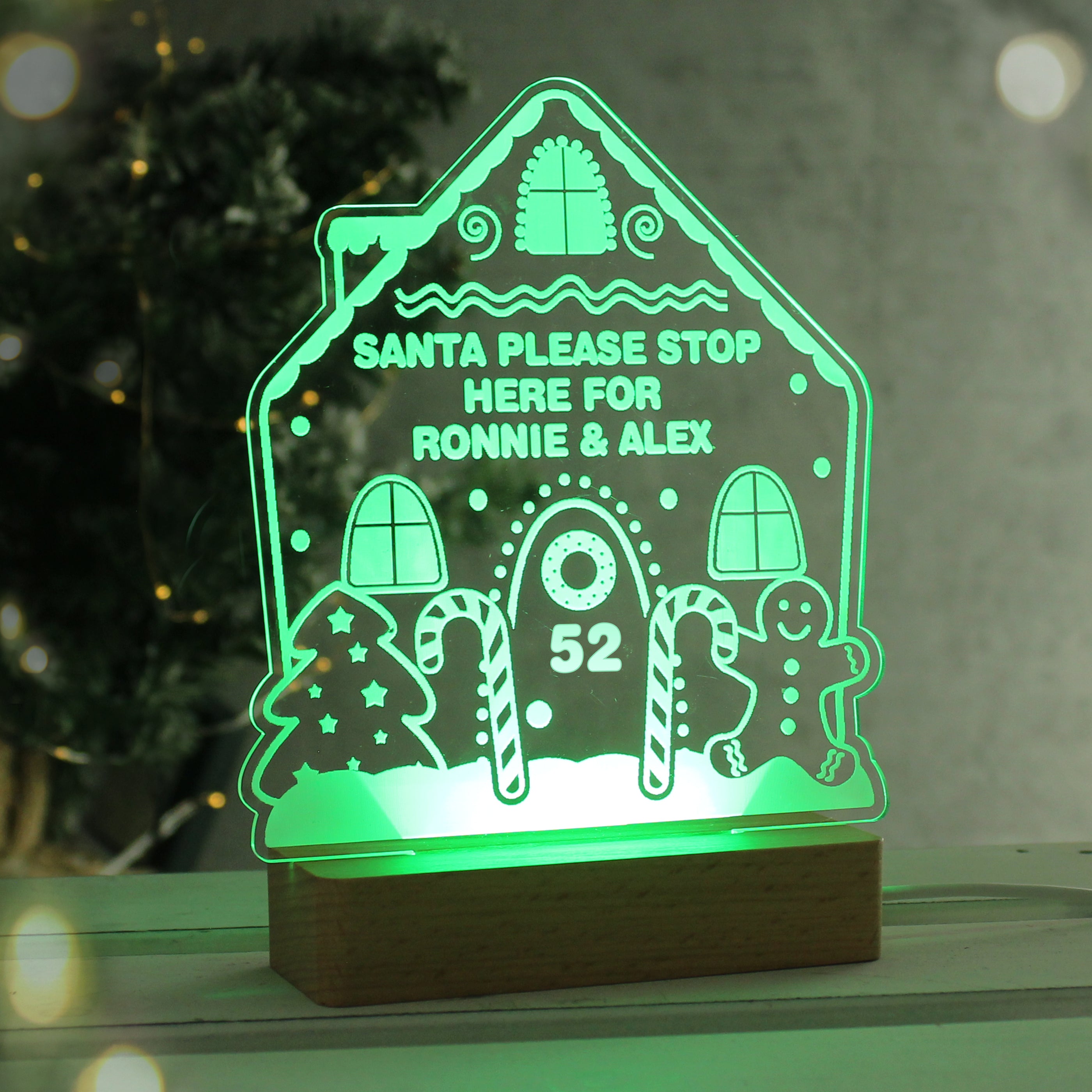 Personalised Gingerbread House Christmas Wooden Based LED Light3