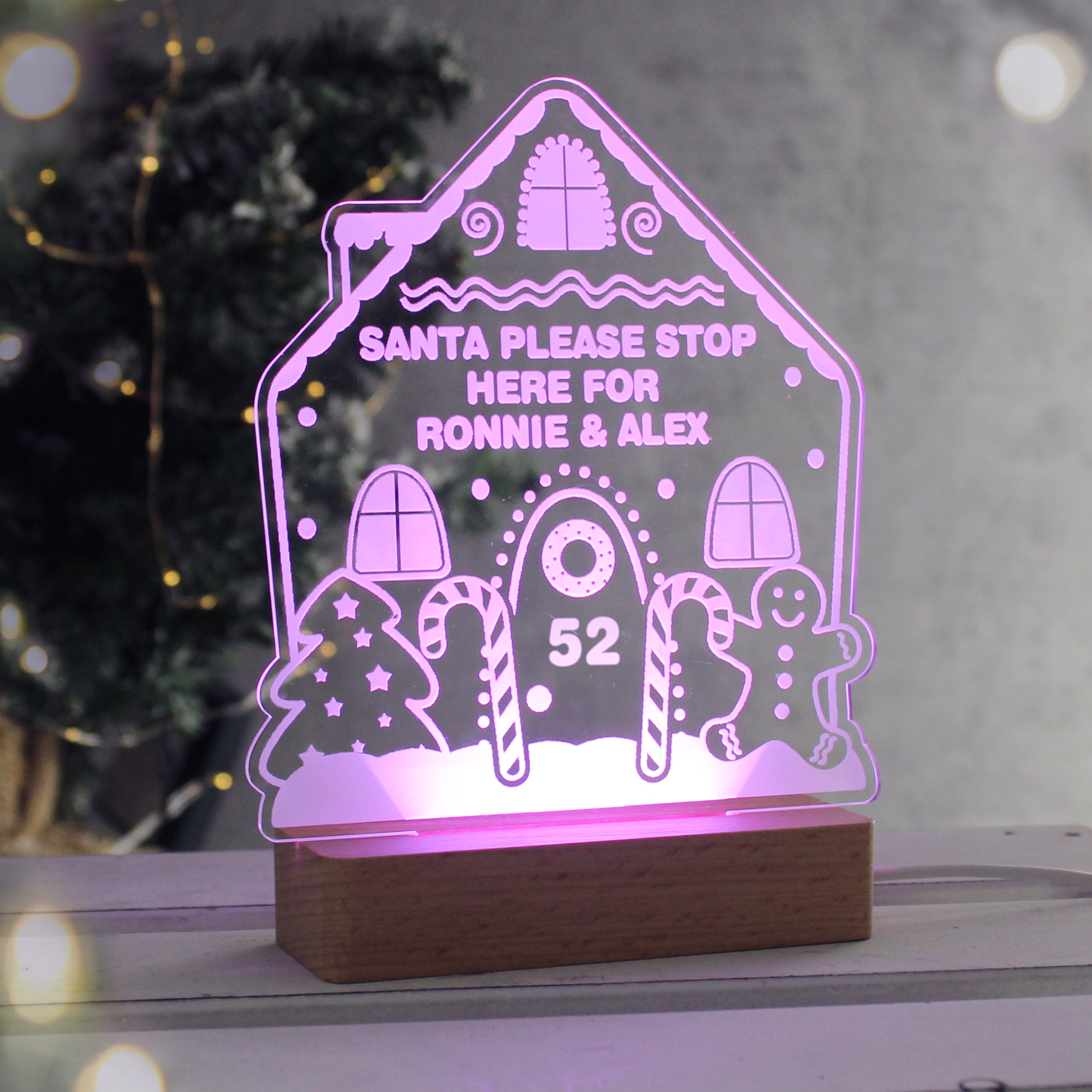 Personalised Gingerbread House Christmas Wooden Based LED Light4