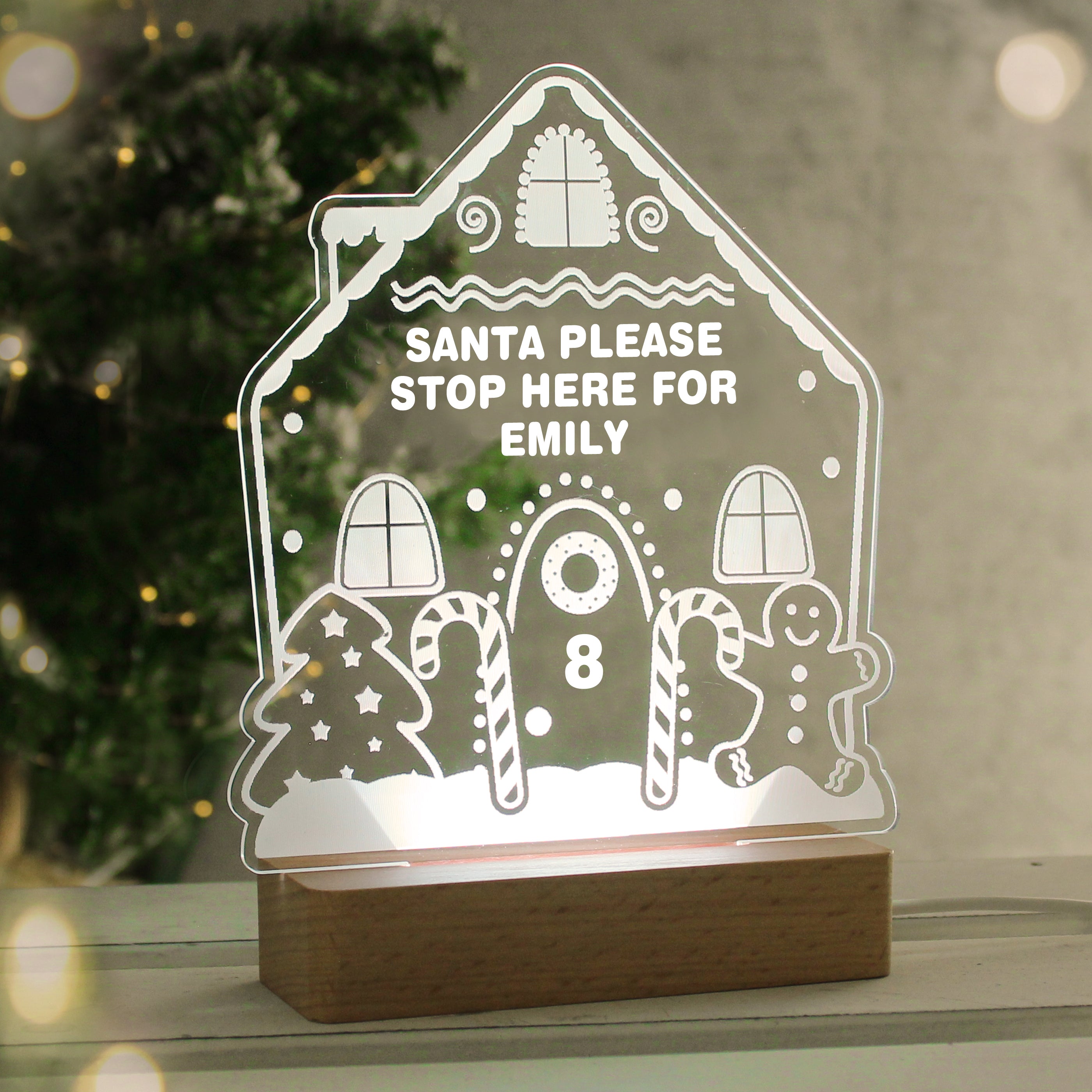 Personalised Gingerbread House Christmas Wooden Based LED Light9
