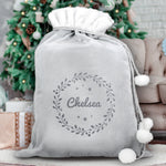 Personalised Holly Grey Christmas Sack3