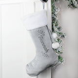 Personalised Holly Grey Christmas Stocking3