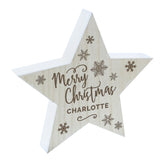 Personalised Merry Christmas Rustic Wooden Star Decoration4