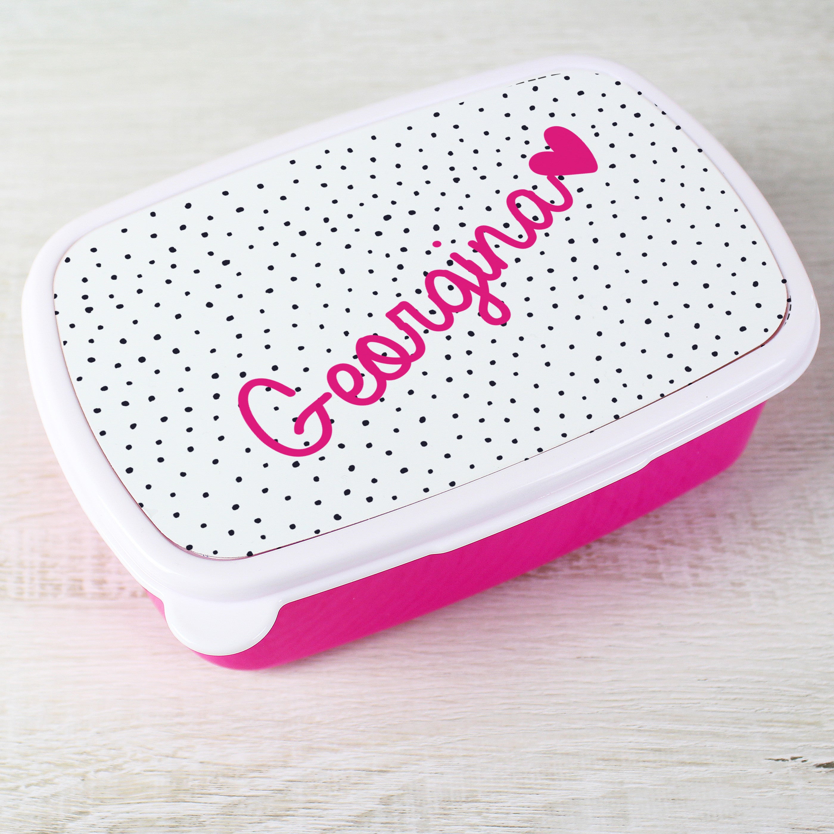 Personalised Pink Heart Lunch Box2