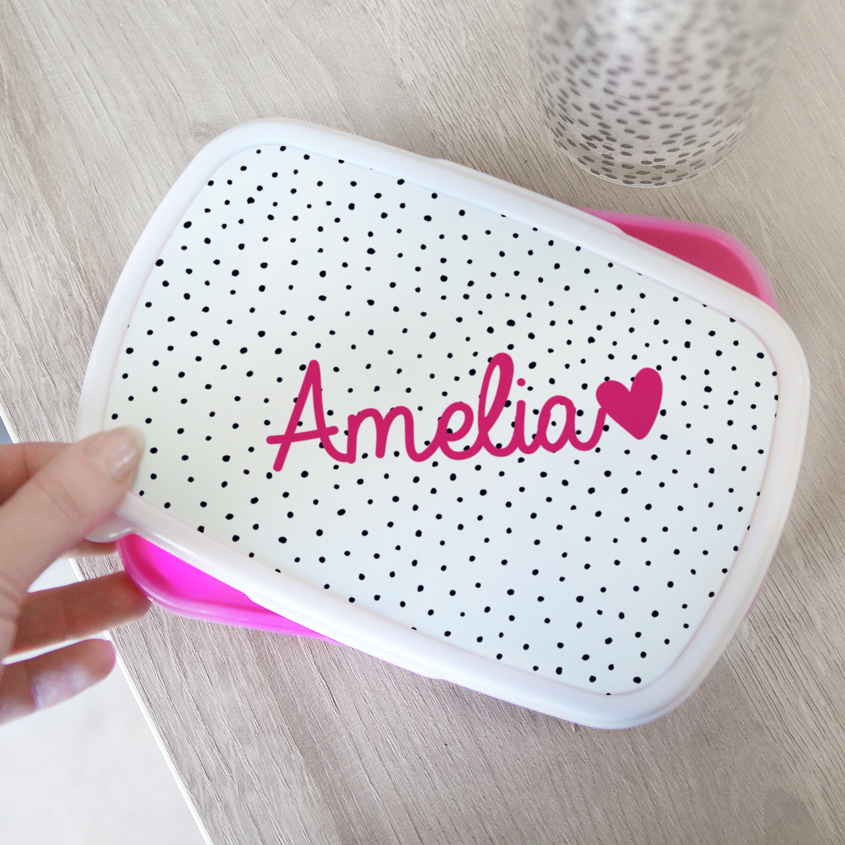 Personalised Pink Heart Lunch Box5